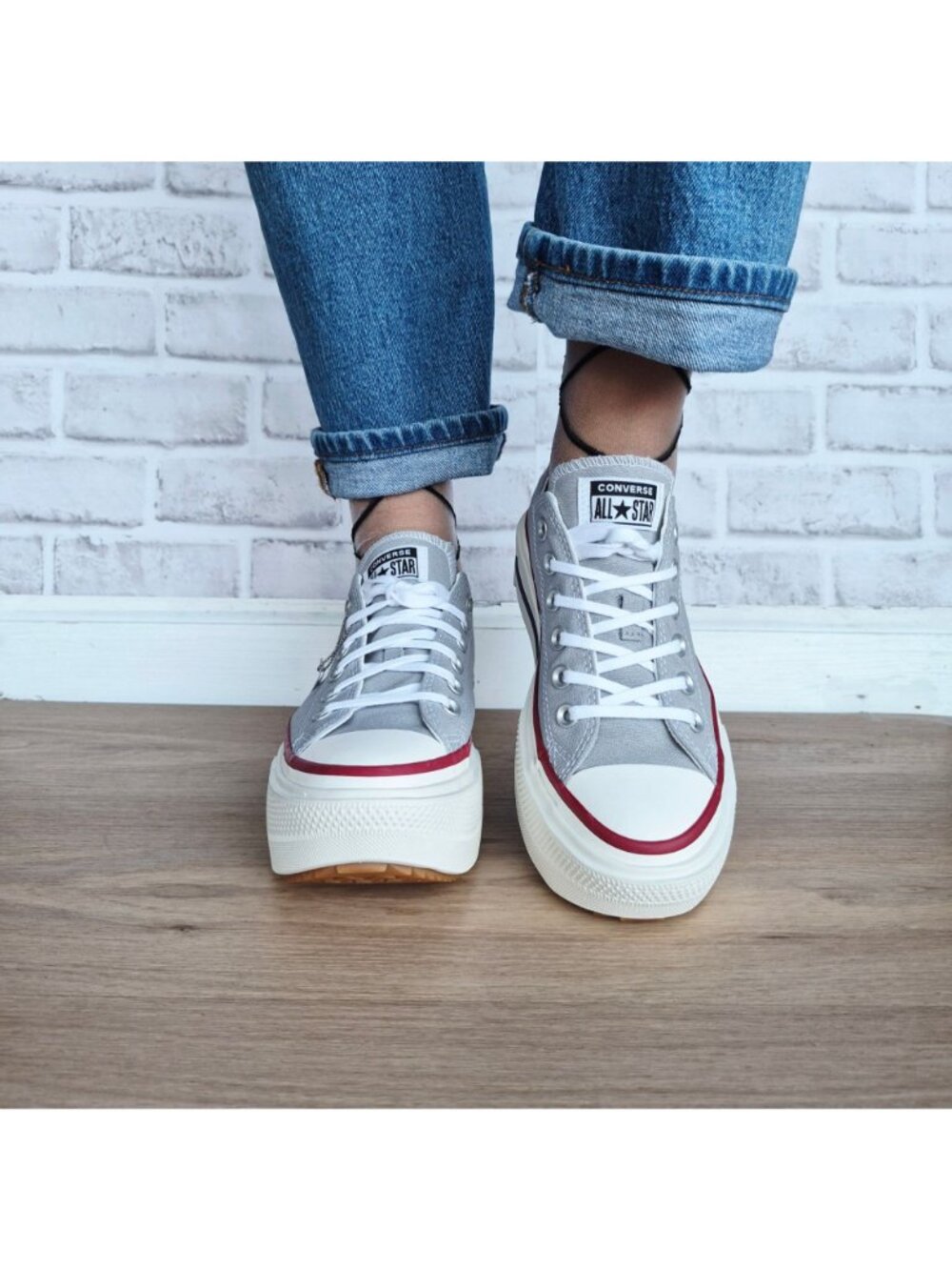 ⭐Converse Chuck Taylor Lift Double Stack 7.5 Women's shoes Sneaker Grey A16065C - Picture 4 of 13